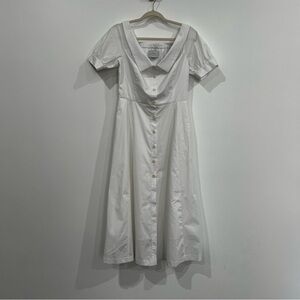 PEARL‎ by Lela Rose button front poplin dress with collar White Women’s SIZE 6